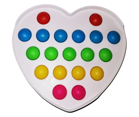 Anti-stresszoldó játék, Pop it, műanyag, szív, 12 cm, fehér