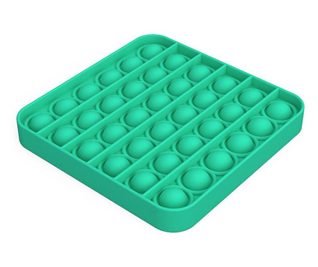 Anti-stresszoldó játék, Pop it, szilikon, négyzet, 12,5 cm, zöld