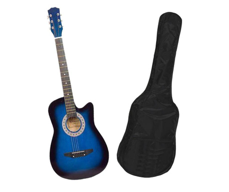 IdeallStore, klasszikus gitár, 4/4 méretű, cutaway, kék, ajándék gitártok