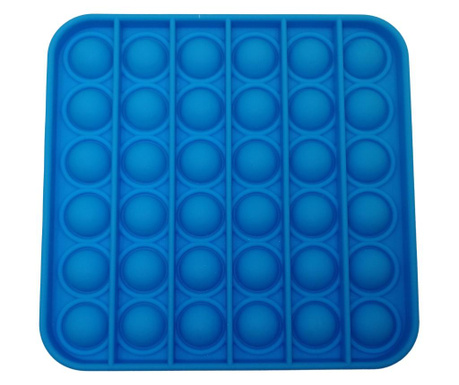 Anti-stresszoldó játék, Pop it, szilikon, négyzet, 12,5 cm, kék