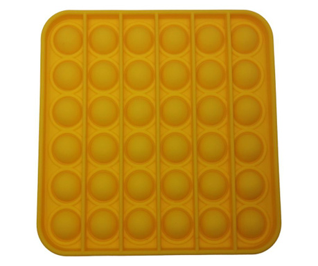 Anti-stresszoldó játék, Pop it, szilikon, négyzet, 12,5 cm, sárga