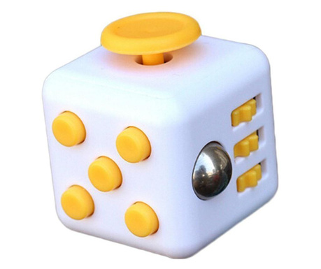 Stresszoldó játék, Fidget Cube, 3 cm, sárga