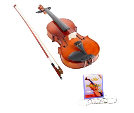 Класическа дървена цигулка 1/4 калъф включена + комплект за подарък
