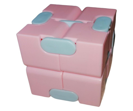 Jucarie antistres, cubul infinitului, 4 cm, plastic, roz deschis