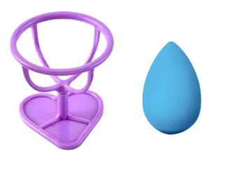 Set burete Afrodita cu suport,design picatura, aplicator fond de ten, usor de folosit si curatat, practic,albastru/mov,doty  6x4