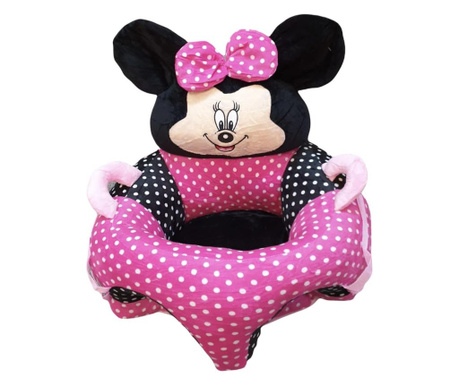 Fotoliu bebe cu spatar - Minnie Mouse 3D, roz, din plus