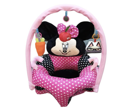 Fotoliu bebe cu spatar si arcada - Minnie Mouse 3D, roz, din plus