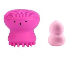 Set 2 buretei cosmetici Bonita in forma de para si dispozitiv de curatare faciala, din silicon, roz, Doty  6x4x4