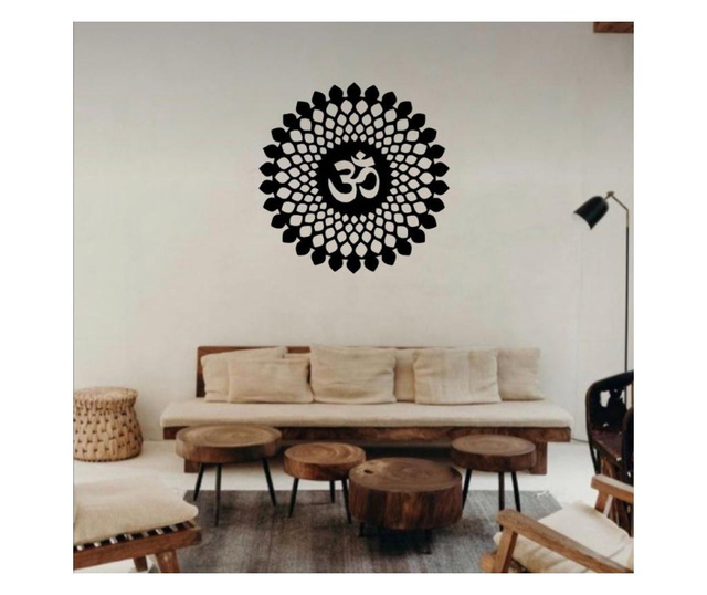 Decoratiune perete "Mandala Om”, lemn traforat, culoare negru, diametru 50 cm