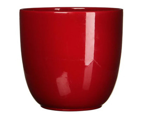 Ghiveci ceramic rotund Tusca, culoare rosu inchis, cu inaltimea de 23 cm, diametrul de 25 cm