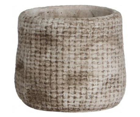 Ghiveci ceramic rotund Kyan bej, cu inaltimea de 9 cm
