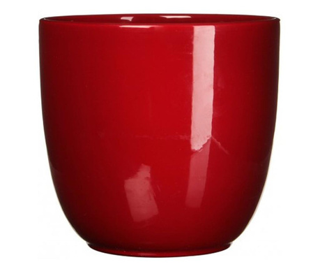 Ghiveci ceramic rotund Tusca, culoare rosu inchis, cu inaltimea de 7,5 cm, diametrul de 8,5 cm