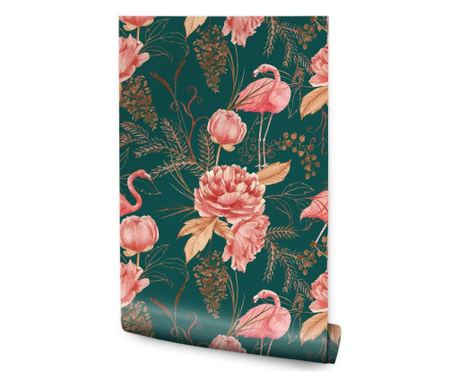 Wallpaper for Living Room Painted FLOWERS Flamingos Decoration