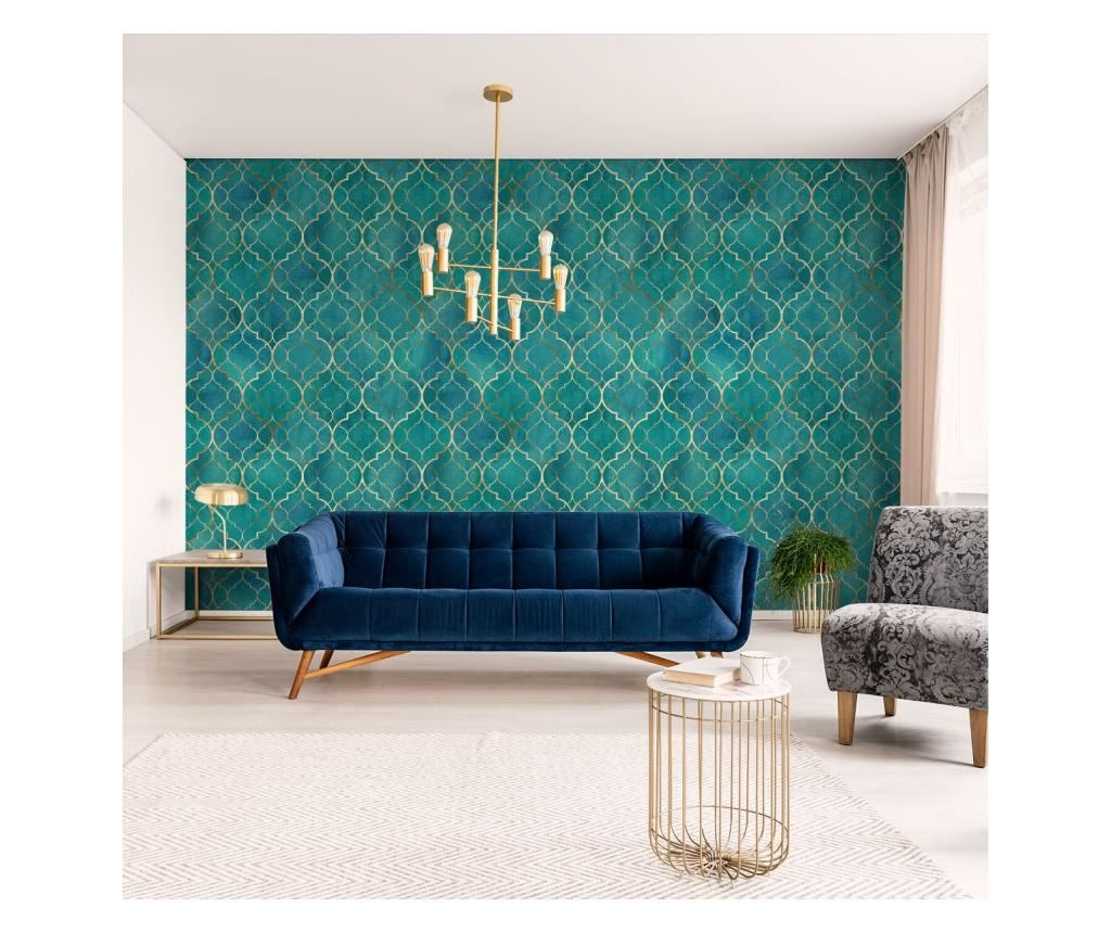 Tapet pentru Living Fundal Turcoaz Acuarelă ORNAMENTE - 4
