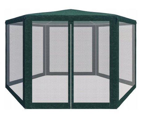 Pavilion cu plasa anti-insecte, fermoar, hexagonal, 200cm, Verde