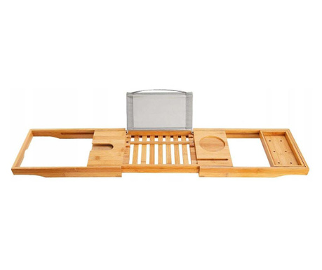 Raft cu tava pentru cada din bambus natural Sersimo, extensibila, 69-104x23cm