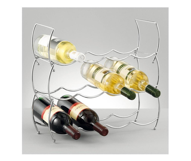 Suport pentru 12 sticle de vin Excellent Houseware, otel cromat, 42x14x42 cm, argintiu