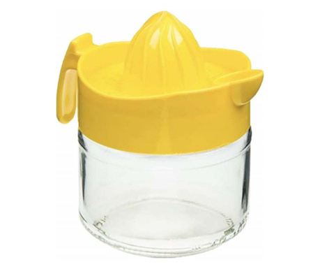 Storcator manual de citrice Pufo Lemonade cu recipient din sticla, 11 x 8.5 cm, galben