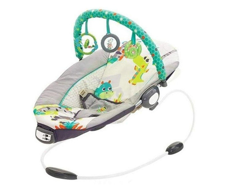 Leagan electric pentru bebe, cu vibratii si melodii, bara de activitati, ham reglabil, verde, Buz