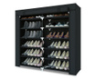 Suport pentru pantofi, organizator, portabil, cu 2 compartimente, 24 de perechi, negru, Buz