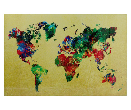 Tablou de sticla metallic colourful map 150x100cm