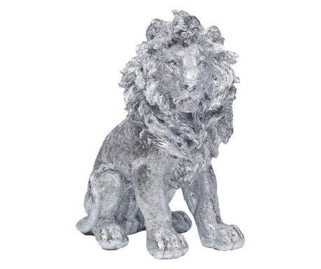 Figurina decorativa sitting lion argintiu 42 cm