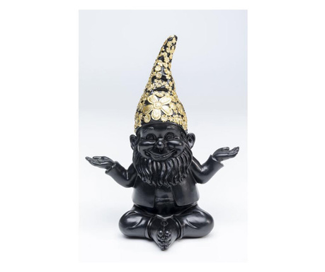 Figurina decorativa gnome meditation negru/auriu 19