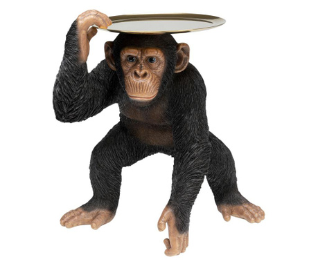 Figurina decorativa butler playing chimp neagra 52cm