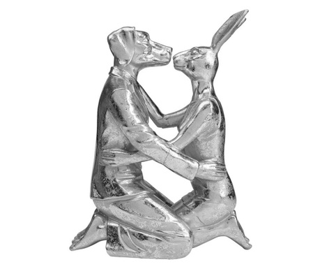 Obiect decorativ kissing rabbit and dog argintiu