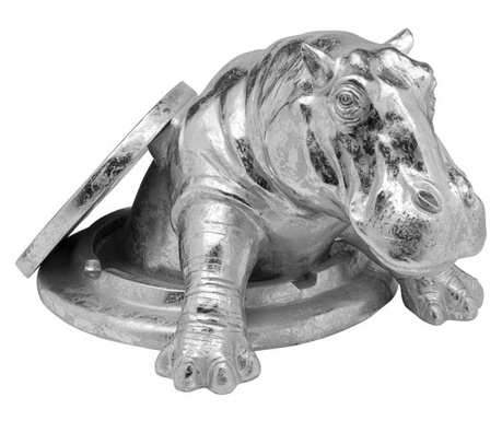 Obiect decorativ struggling rhino argintiu