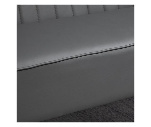 Homcom Canapea cu 2 locuri Cadru din Lemn si Tapiterie din Piele Sintetica pentru Casa Birou Living, Gri 108.5x61x79cm HOMCOM