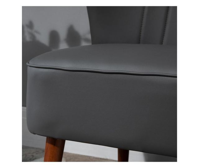 Homcom Canapea cu 2 locuri Cadru din Lemn si Tapiterie din Piele Sintetica pentru Casa Birou Living, Gri 108.5x61x79cm HOMCOM