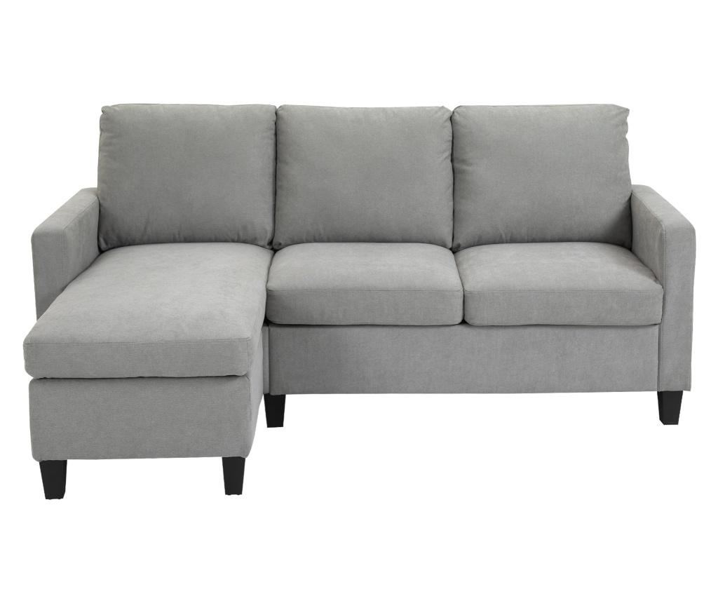 HOMCOM Модерен модулен ъглов диван, 3-местен диван с обратим полуостров от светлосив плат, 197x139x - 3