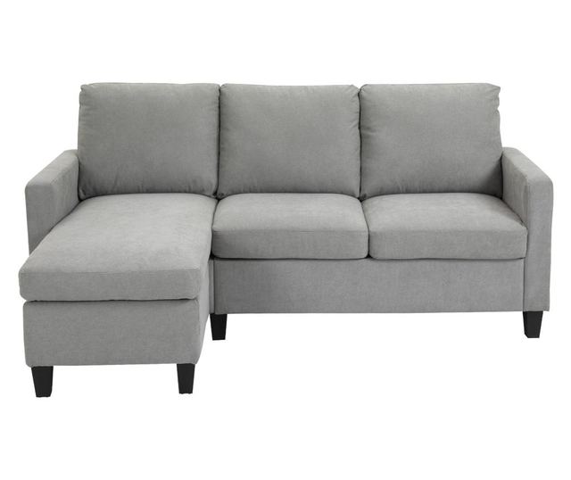 HOMCOM Canapea de colt modulara si moderna, canapea 3 locuri cu peninsula reversibila din material textil gri deschis, 197x139x