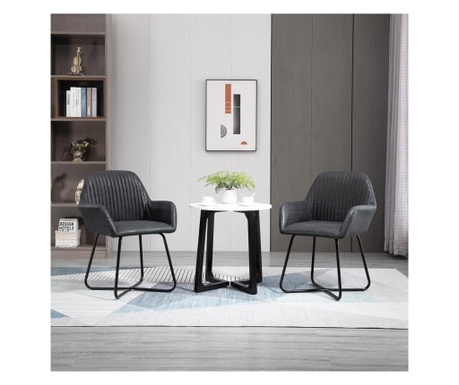 Homcom set 2 scaune moderne pentru sufragerie, bucatarie, living, scaune capitonate cu imitatie de piele negru 60x56.5x85cm HOMC