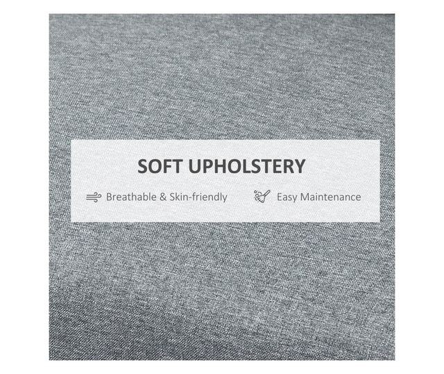 HOMCOM Canapea 2 locuri pentru casa și birou cu 4 picioare din metal, canapea cu brațe tapițate, material cu efect in, gri