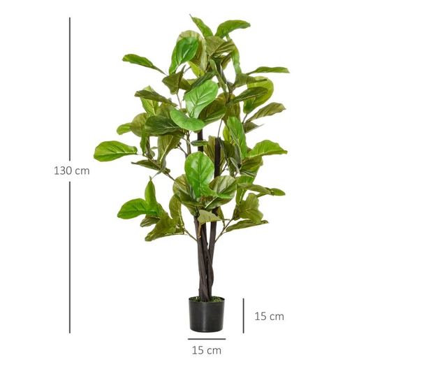 HOMCOM Artificial Ficus Tree 130 cm, Indoor and Outdoor Realistic Plant with 78 Leaves