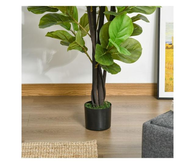 HOMCOM Artificial Ficus Tree 130 cm, Indoor and Outdoor Realistic Plant with 78 Leaves
