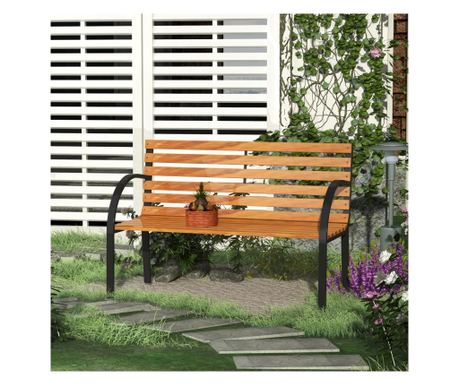 Градинска пейка Outsunny за 2 места, стомана, 122Д x 60Ш x 80В см