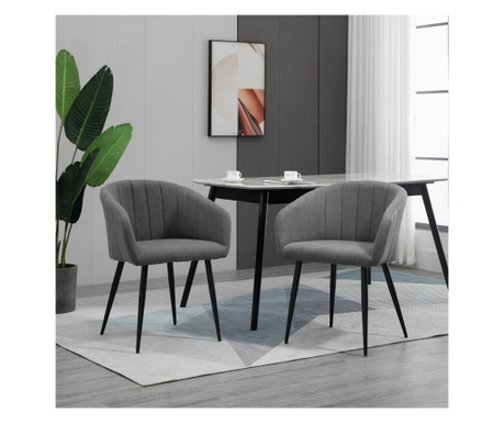 Homcom set de 2 scaune capitonate moderne cu tapiterie din stofa, scaune pentru sufragerie si salon cu picioare din metal HOMCOM