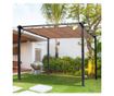 Pergolă de Grădină 3x4m cu Copertină Retractabilă din Poliester și Cadru din Aluminiu, Foișor de Exterior, Gri și Maro thumbnail 1