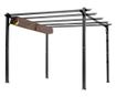 Pergolă de Grădină 3x4m cu Copertină Retractabilă din Poliester și Cadru din Aluminiu, Foișor de Exterior, Gri și Maro thumbnail 4