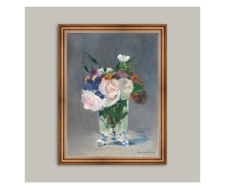 Flori in vaza de cristal, tablou canvas cu rama clasica, Maeștrii
