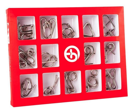 Set  puzzle Brain Twister 15 jocuri din Metal, pentru copii si adolescenti, 378CUB-1