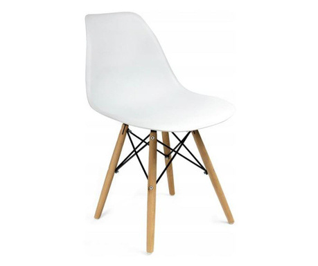 Стол в скандинавски стил, пластмаса, дърво, бял, 46x52x81 см, Ева