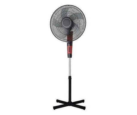 Ventilator cu picior si telecomanda MCT-217, 3 viteze, Negru/Rosu, 45 W, 40 cm