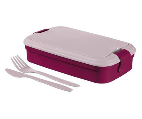 Кутия за храна / гювеч, пластмаса, запечатана, с прибори, лилава, 1,3 L, 23x13x7 см, Curver
