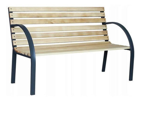 Градинска пейка, дърво, метална конструкция, 120x60x80 см, Everild