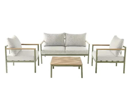 Set mobilier gradina verde aluminiu masa cu canapea si 2 scaune mct garden