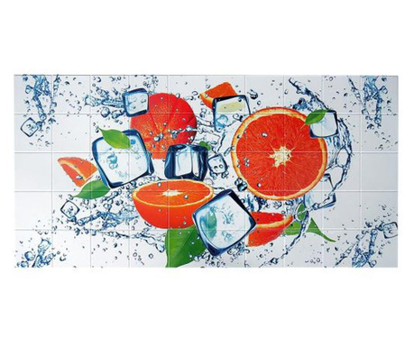 Dekoratív panel, PVC, narancssárga mintás, fehér és narancssárga, 96x48,5 cm, Mercaton®